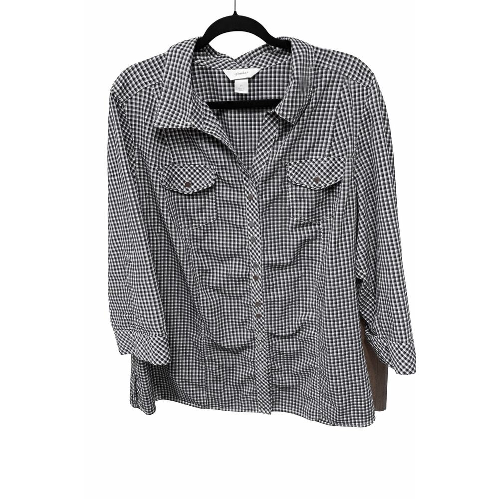 CJ Banks 2X Gingham‎ Cottagecore Chic Quiet Luxury Minimalist Capsule Staple Top